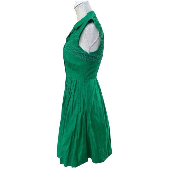 Maeve Anthropologie Kelly Green Swiss Dot Retro Shirt Dress - Picture 4 of 9